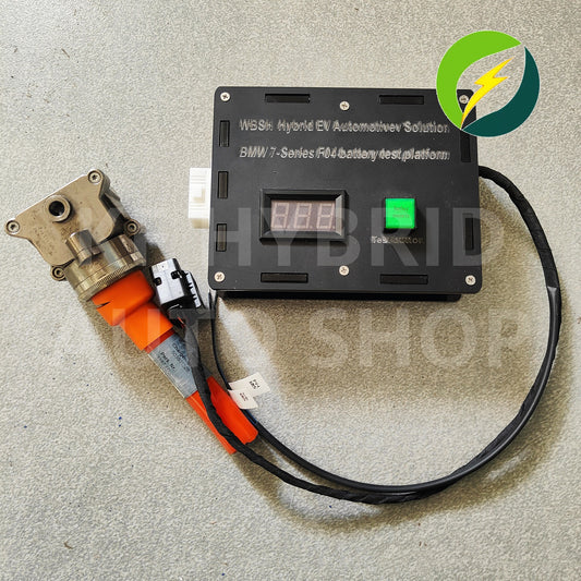 KF Hybrid BMW F04 128v Hybrid Battery Testing Kit with high/low voltage connectors, OBD data reading, and connection. LED display, and power indication function. 12v power adaptor included.